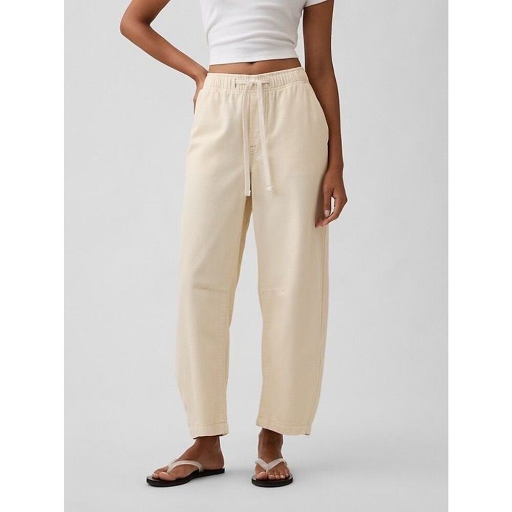 GAP Super Soft Pull On Barrel Pants Cream Size L - Picture 2 of 5